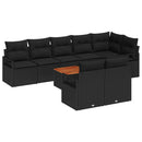 Havesofa Sæt med pude 9 pcs Sort polyrattan