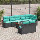 Havesofa Sæt med pude 9 pcs Sort polyrattan