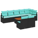 Havesofa Sæt med pude 9 pcs Sort polyrattan