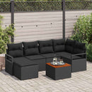 Havesofa Sæt med pude 7 pcs Sort polyrattan