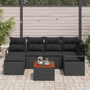 Havesofa Sæt med pude 7 pcs Sort polyrattan