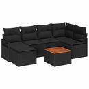 Havesofa Sæt med pude 7 pcs Sort polyrattan