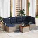 Havesofa Sæt med pude 7 pcs Grå polyrattan