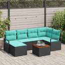 Havesofa Sæt med pude 7 pcs Sort polyrattan