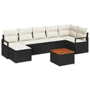 Havesofa Sæt med pude 8 pcs Sort polyrattan