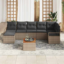 Havesofa Sæt med pude 8 pcs Grå polyrattan