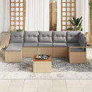 Havesofa Sæt med pude 8 pcs Beige polyrattan