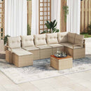 Havesofa Sæt med pude 8 pcs Beige polyrattan
