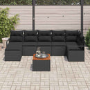 Havesofa Sæt med pude 8 pcs Sort polyrattan