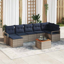 Havesofa Sæt med pude 8 pcs Grå polyrattan