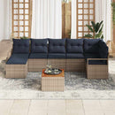 Havesofa Sæt med pude 8 pcs Grå polyrattan
