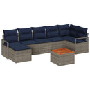 Havesofa Sæt med pude 8 pcs Grå polyrattan