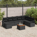 Havesofa Sæt med pude 9 pcs Sort polyrattan