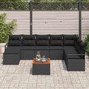 Havesofa Sæt med pude 9 pcs Sort polyrattan