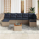 Havesofa Sæt med pude 9 pcs Grå polyrattan