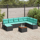 Havesofa Sæt med pude 9 pcs Sort polyrattan