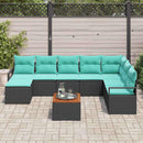 Havesofa Sæt med pude 9 pcs Sort polyrattan
