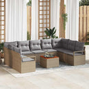 Havesofa Sæt med pude 10 pcs Beige polyrattan