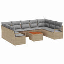 Havesofa Sæt med pude 10 pcs Beige polyrattan