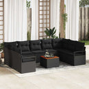 Havesofa Sæt med pude 10 pcs Sort polyrattan
