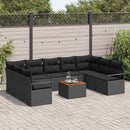 Havesofa Sæt med pude 10 pcs Sort polyrattan