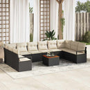 Havesofa Sæt med pude 11 pcs Sort polyrattan