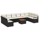 Havesofa Sæt med pude 11 pcs Sort polyrattan