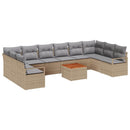 Havesofa Sæt med pude 11 pcs Beige polyrattan