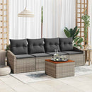 Havesofa Sæt med pude 5 pcs Grå polyrattan