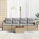 Havesofa Sæt med pude 5 pcs Beige polyrattan