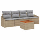 Havesofa Sæt med pude 5 pcs Beige polyrattan