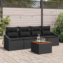 Havesofa Sæt med pude 5 pcs Sort polyrattan