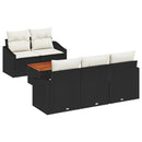 Havesofa Sæt med pude 6 pcs Sort polyrattan