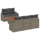 Havesofa Sæt med pude 6 pcs Grå polyrattan