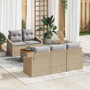 Havesofa Sæt med pude 6 pcs Beige polyrattan