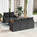 Havesofa Sæt med pude 6 pcs Sort polyrattan