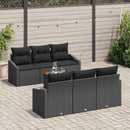 Havesofa Sæt med pude 7 pcs Sort polyrattan