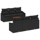 Havesofa Sæt med pude 7 pcs Sort polyrattan