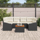 Havesofa Sæt med pude 7 pcs Sort polyrattan