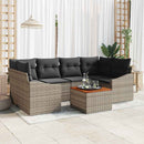 Havesofa Sæt med pude 7 pcs Grå polyrattan