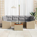 Havesofa Sæt med pude 7 pcs Beige polyrattan