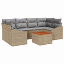 Havesofa Sæt med pude 7 pcs Beige polyrattan