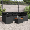 Havesofa Sæt med pude 7 pcs Sort polyrattan