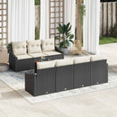 Havesofa Sæt med pude 8 pcs Sort polyrattan