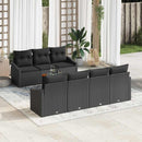 Havesofa Sæt med pude 8 pcs Sort polyrattan