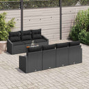 Havesofa Sæt med pude 8 pcs Sort polyrattan