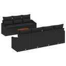 Havesofa Sæt med pude 8 pcs Sort polyrattan