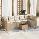 Havesofa Sæt med pude 8 pcs Beige polyrattan
