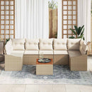 Havesofa Sæt med pude 8 pcs Beige polyrattan