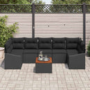 Havesofa Sæt med pude 8 pcs Sort polyrattan